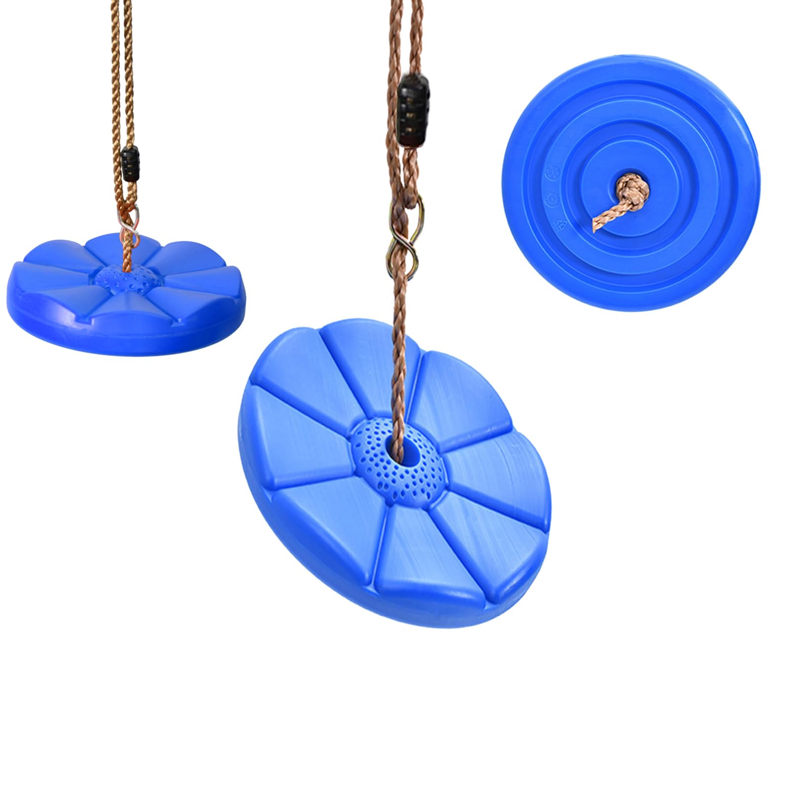 Climbing Rope Swing, Rope Ladder for Kids Outdoor Tree Backyard Playground Swing with Knot and Disc Swings Seat Set, Zip Line Seat for Kids, Sturdy & Safe, (Blue)