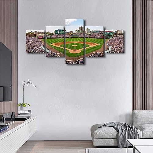 Miniatura 2 de Wrigley Field in Chicago - Pintura artística de pared sobre lienzo, estadio de béisbol de Chicago para dormitorio, decoración moderna del hogar,