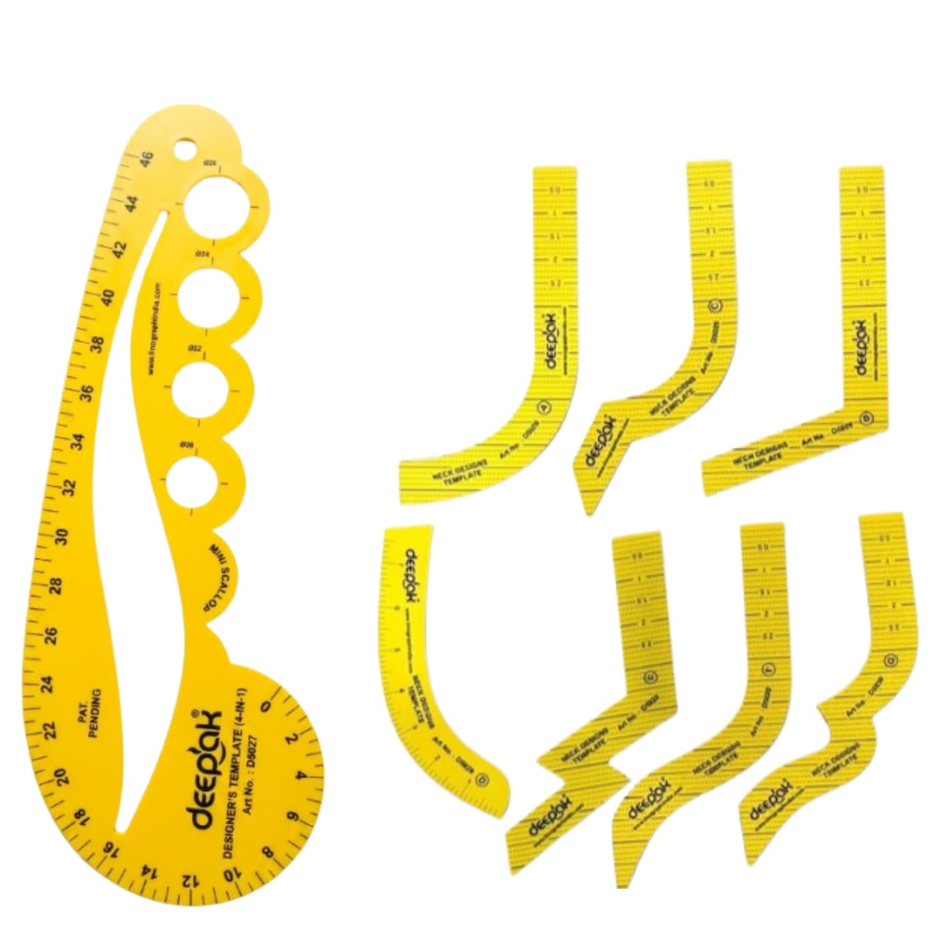 bharat 7-piece neck design template set and 4 in 1 french curve combo| fashion designing tool