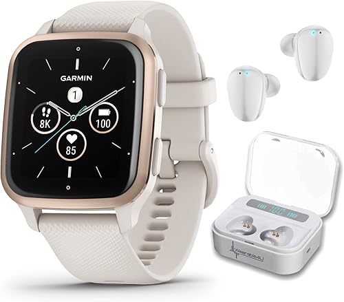 Garmin Venu Sq 2 - Edición musical reloj inteligente GPS monitoreo durante todo el día batería de larga duración pantalla AMOLED marfilmelocotón con