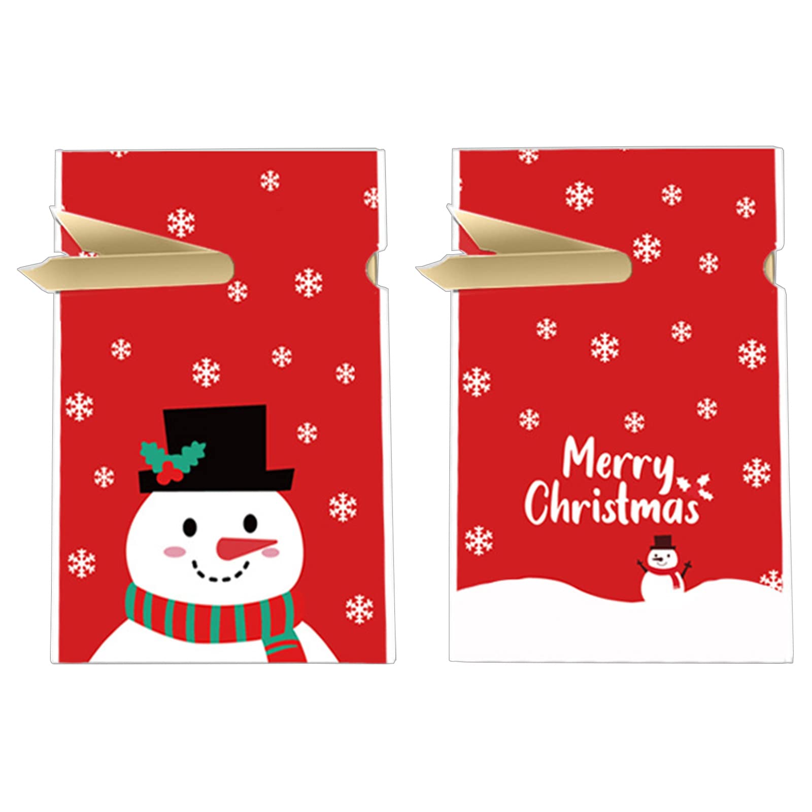 Buxuaaaa 50pcs Cartoon Bag Gift Box Candy Biscuit Bag Decoration Christmas Party Children Birthday Party Drawstring Bags Bulk Favor Snowman