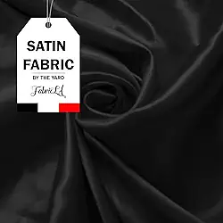 FabricLA Tecido de cetim Charmeuse - Tecido de seda macio de 152,4 cm de largura por The Yard - Melhor para saias, forros de blazer, forros de saia - sedosa, decoração de noiva, artesanato de moda - preto, 3 jardas contínuas