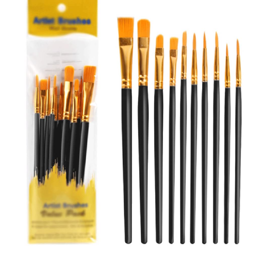 Lot de 10 pinceaux pour peinture acrylique, huile et aquarelle