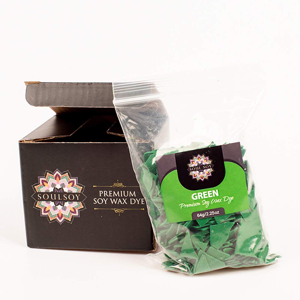 SOULSOYCandle Dye for Candle Colouring - Dark Green Wax Dye Flakes - Makes 400 Candles - 64g Candle Colour Dye for Soy Wax - Candle Dye for Soy Candle Making - Wax Dye for Candle Making
