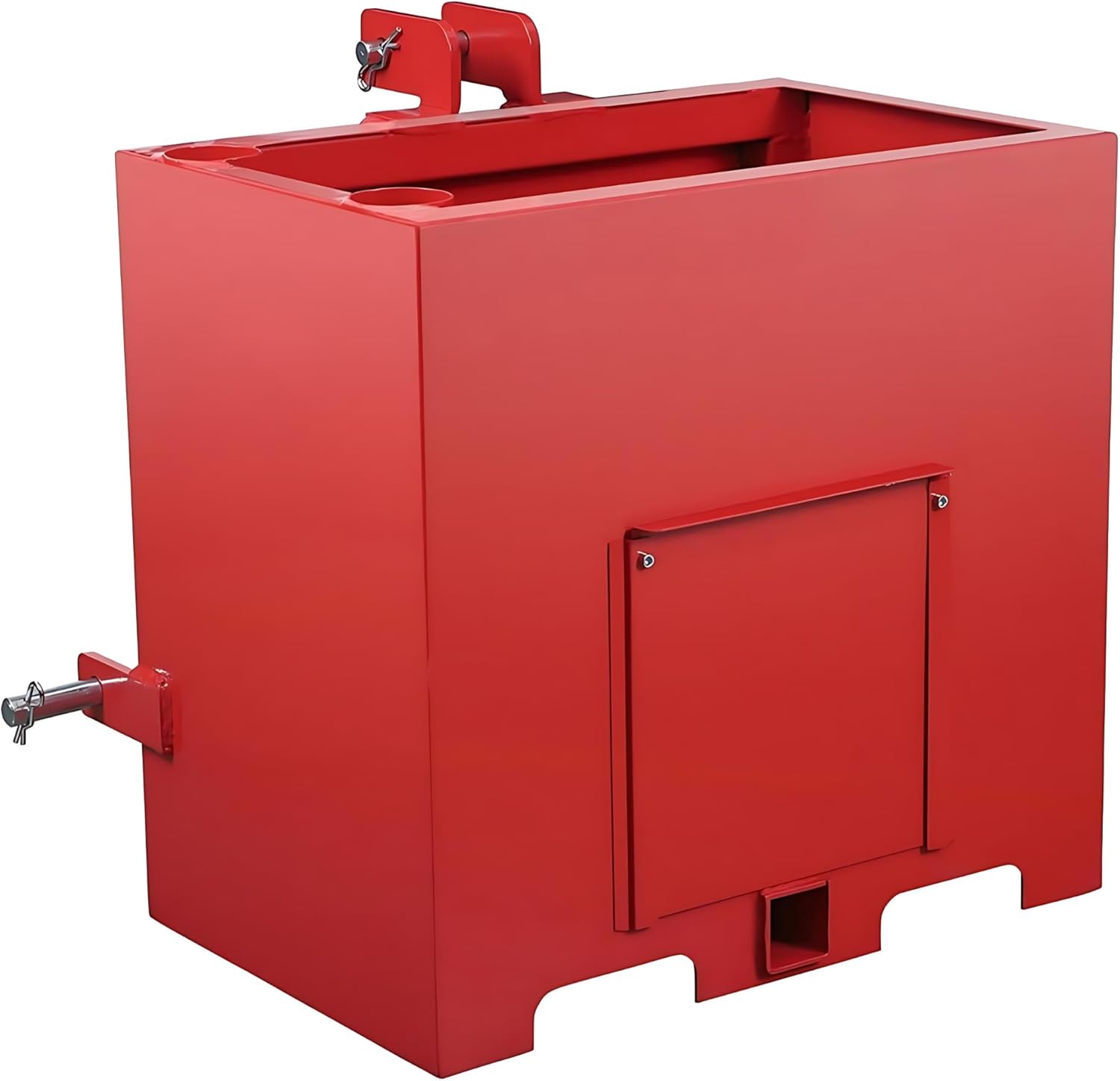 Tractor Ballast Box, 800LB Capacity, 3 Point Hitch Ballast Box with 2'' Quick Hitch Receiver for 3-Point Category 1 Tractors, 5 ft³ Steel Loader Attachment with Sliding Door, Red