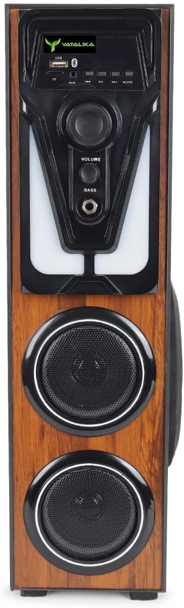 Mini Tower Bluetooth Speaker, 60W, Active 2.1 Channel, LED Display, Remote Control, Black