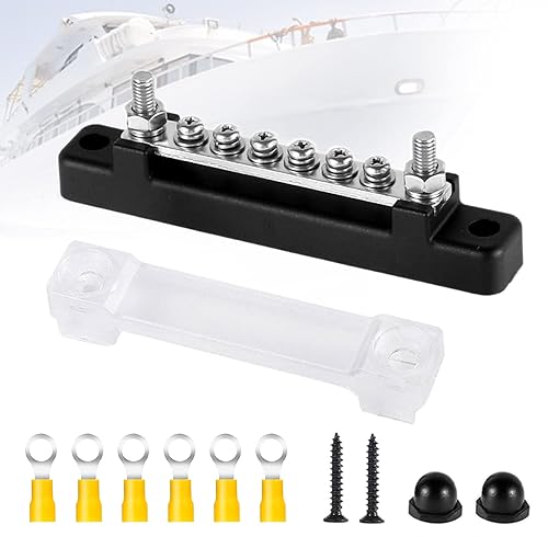 Bloques de distribución de energía de barra de bus de 48 V, bloques de pernos de terminal marino de 150 A, barra de bus de batería marina, 6