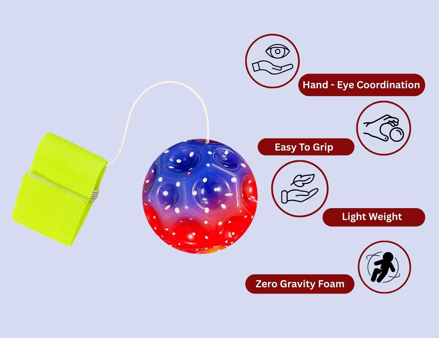 BKDT Marketing High Bounce Yo Yo Boom Ball Toy for Boys Girls Kids Ball Play Set Adjustable Wrist Band yoyo (yoyo Balls Pack of 1) - Birthday/Retrun Gifts 4