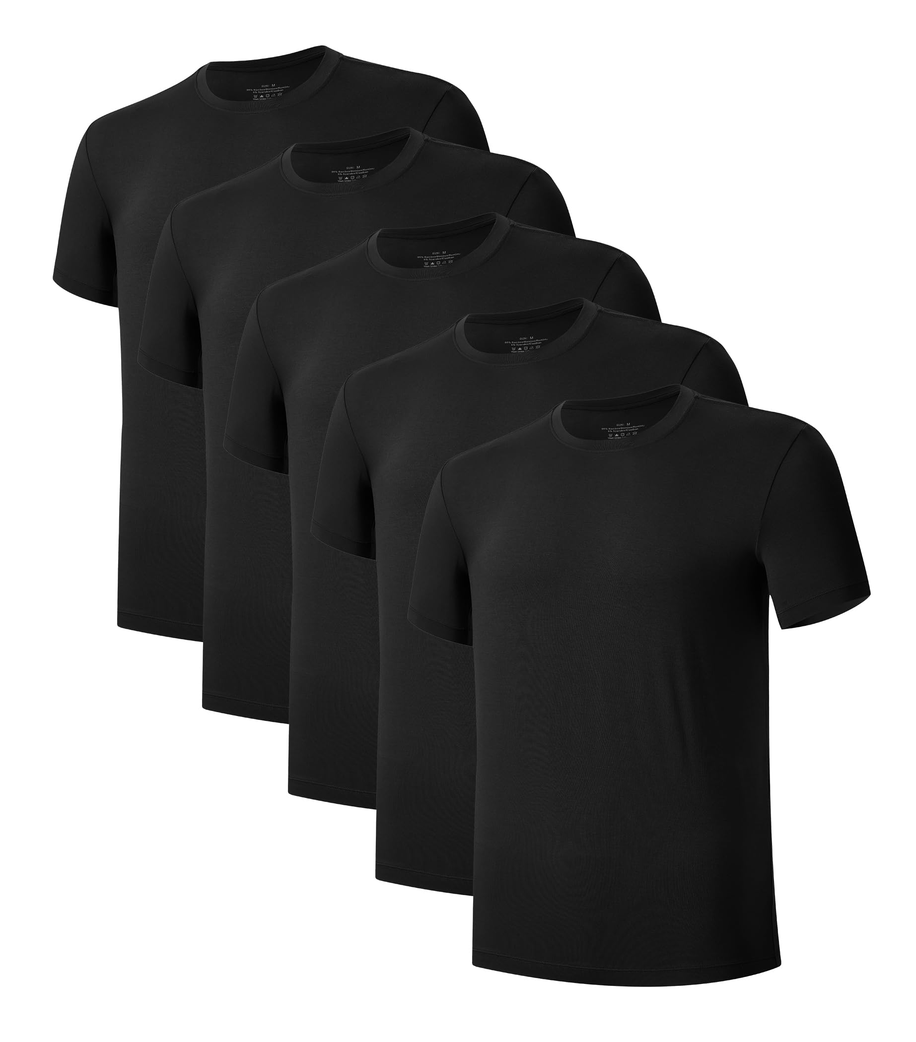Mens Undershirts Crew Neck Short Sleeve Stretchy Sweat Blocking Tee T-Shirts for Men 3 or 5 Pack