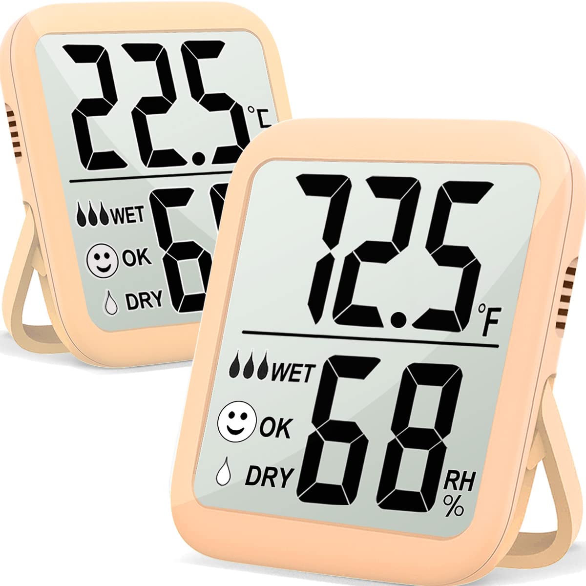 Antonki Hygrometer, Room Thermometer Indoor, Humidity Gauge, Humidity Meter, Digital Temperature and Humidity Monitors for Home, Baby Room, Greenhouse, Plants, Reptile, Basement, Humidor - 2 Pack