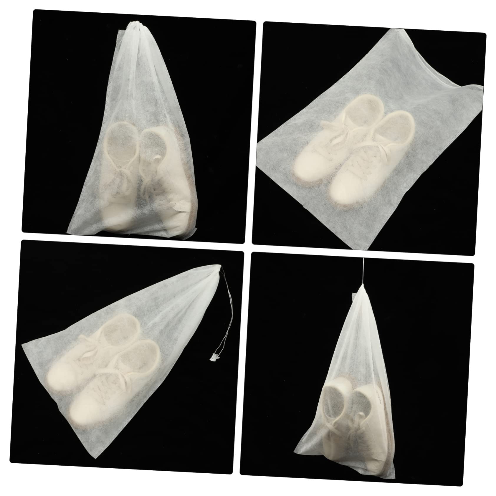 Sacchetti per Scarpe da Viaggio 32x48 Cm 50 Pezzi Non Tessuto | Bianco, Riutilizzabili e Lavabili, per Conservazione Calzature e Confezionamento Valigia