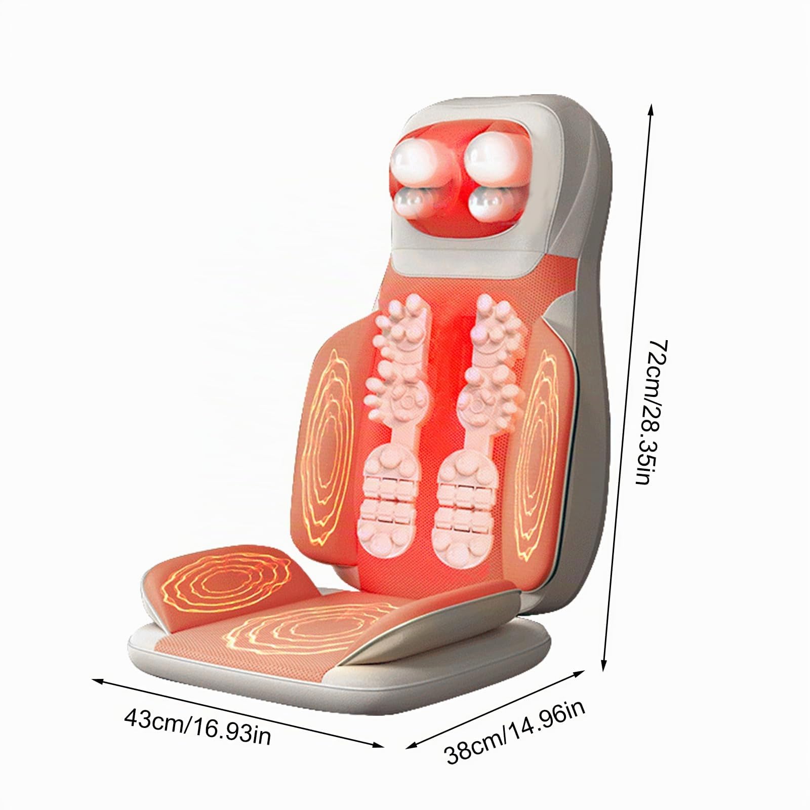 Rückenmassagegerät mit Wärmefunktion, Shiatsu Massagesitzauflage mit 3D-Massierköpfen und Vibration, Massagesitzauflage für Zuhause/Auto (Hellbeige)