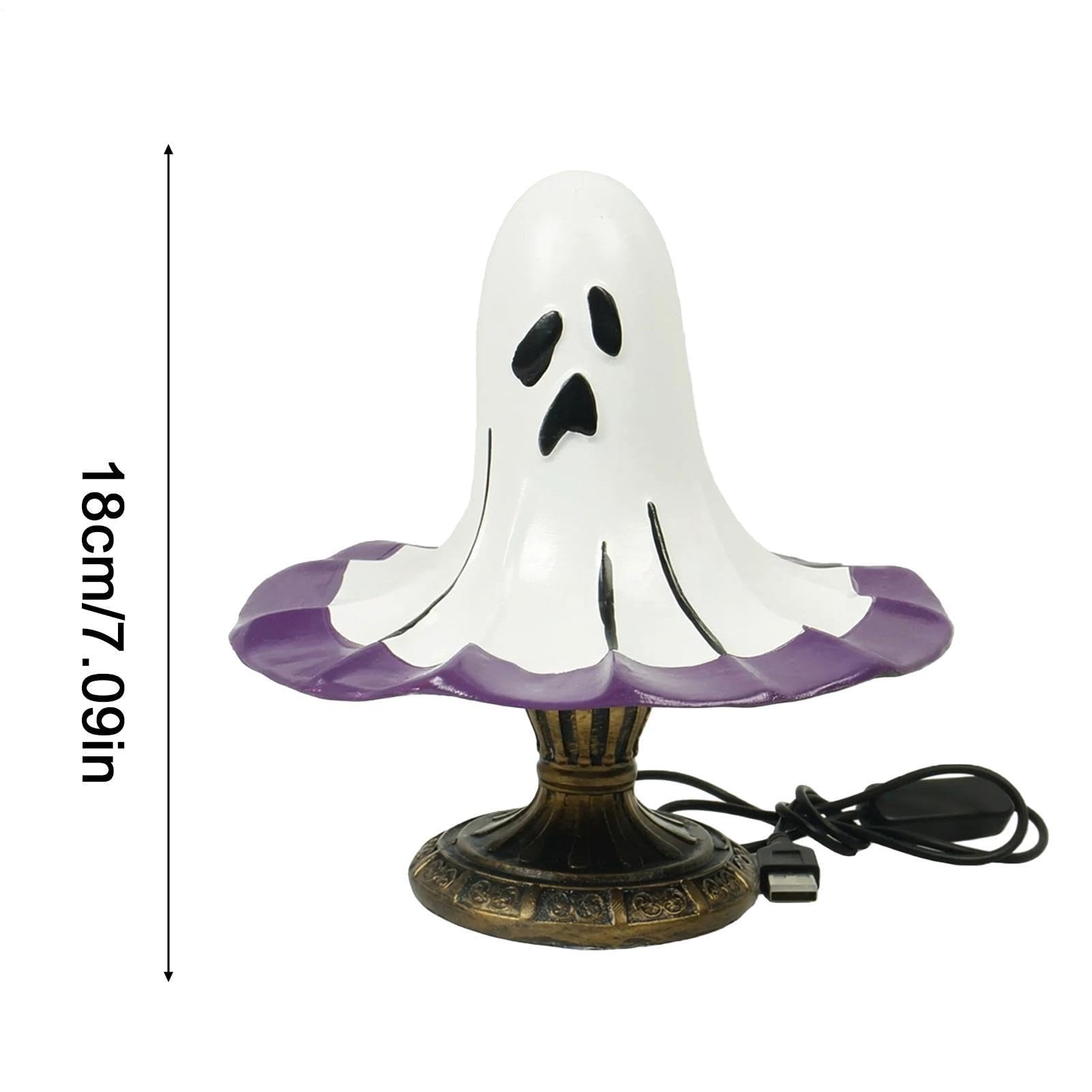 Lampada a forma di cappello fantasma di Halloween, in resina, stile gotico | Lampada fantasma di Halloween retrò per tavolo, camera da letto, libreria, caminetti, soggiorno, comodini, cucina, veranda