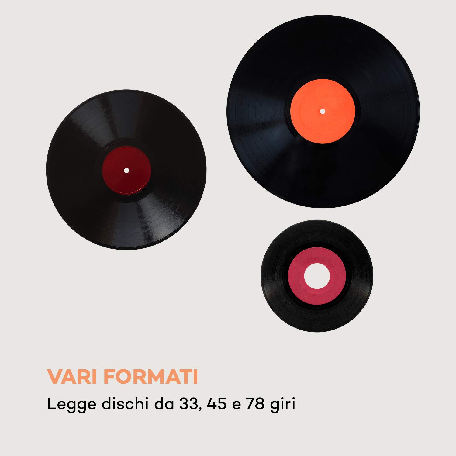 AUNA Jerry Lee - Giradischi Vintage, Lettore Vinili, Unità a Cinghia, Altoparlanti Stereo, USB, 3 Velocità, 33/45/78 giri/min, 3 Dimensioni di Dischi, Funzione di Avvio Automatico, Marrone Chiaro