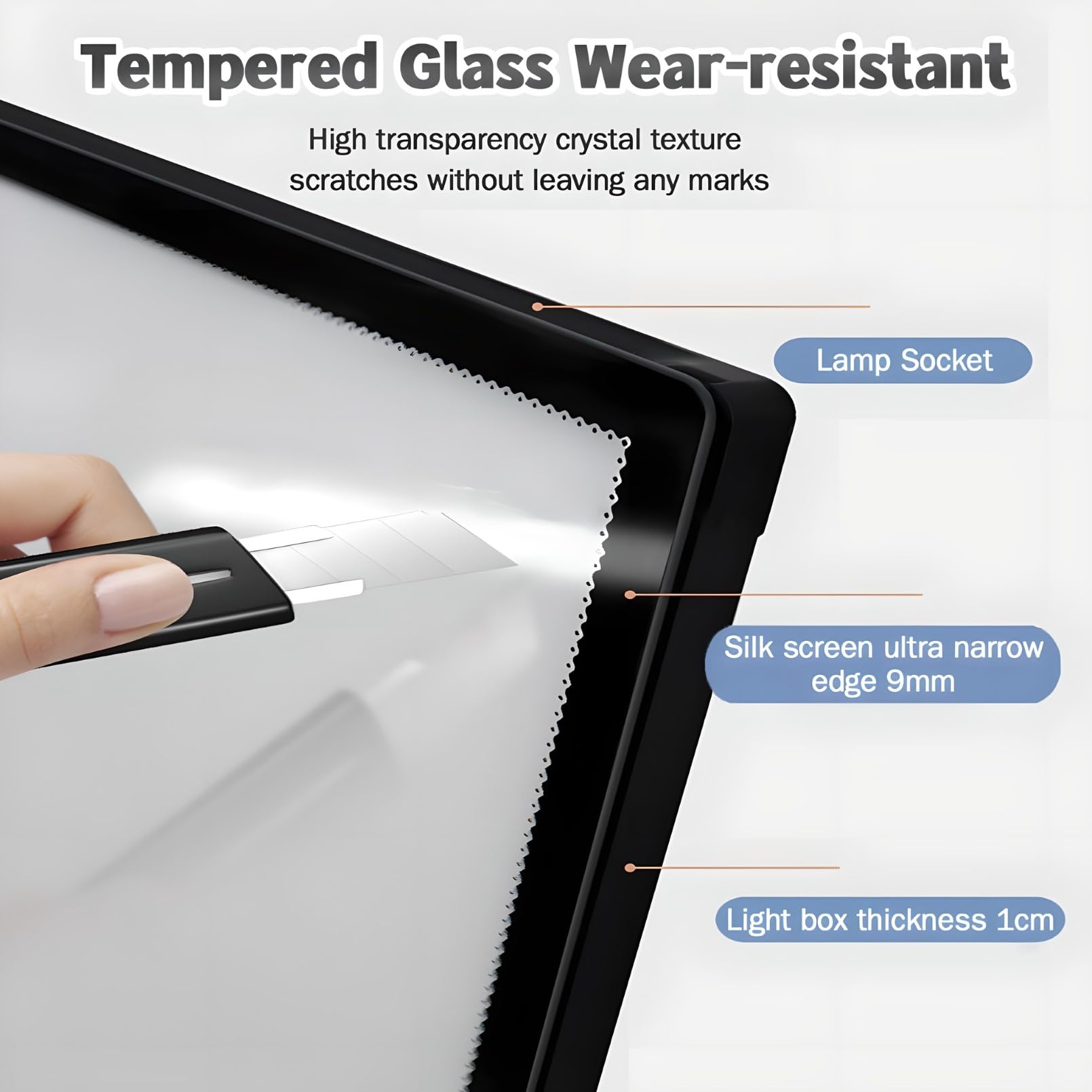 Wandmontierte LED -Leuchtkasten, LED -Poster -Menü Frame Montiert Werbeanzeige Rahmen, Ultra - Slim Temperedglas Beleuchtetes Menü -Board für Restaurants, Bars, Geschäfte, Cafés Black 30 * 120cm