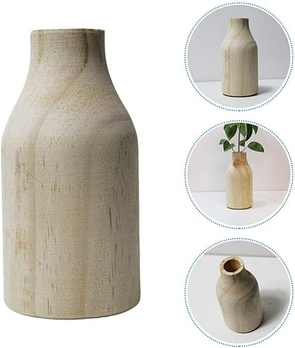 Miniatura 5 de VOSAREA Florero de madera Florero de madera Arreglo de flores Pot Mesa de comedor Jarrón para planta seca
