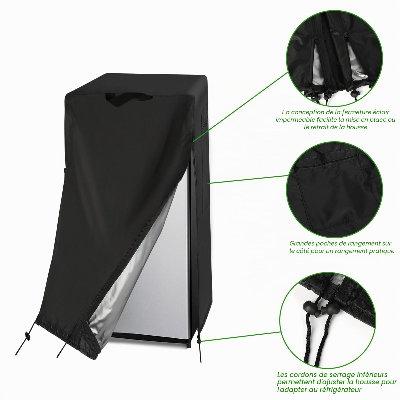 Housse imperméable et anti-poussière pour protéger les congélateurs verticaux/réfrigérateurs à boissons - Convient à la plupart des congélateurs de 8 à 12 cubes (61 x 76 x 170 cm (l x P x H)