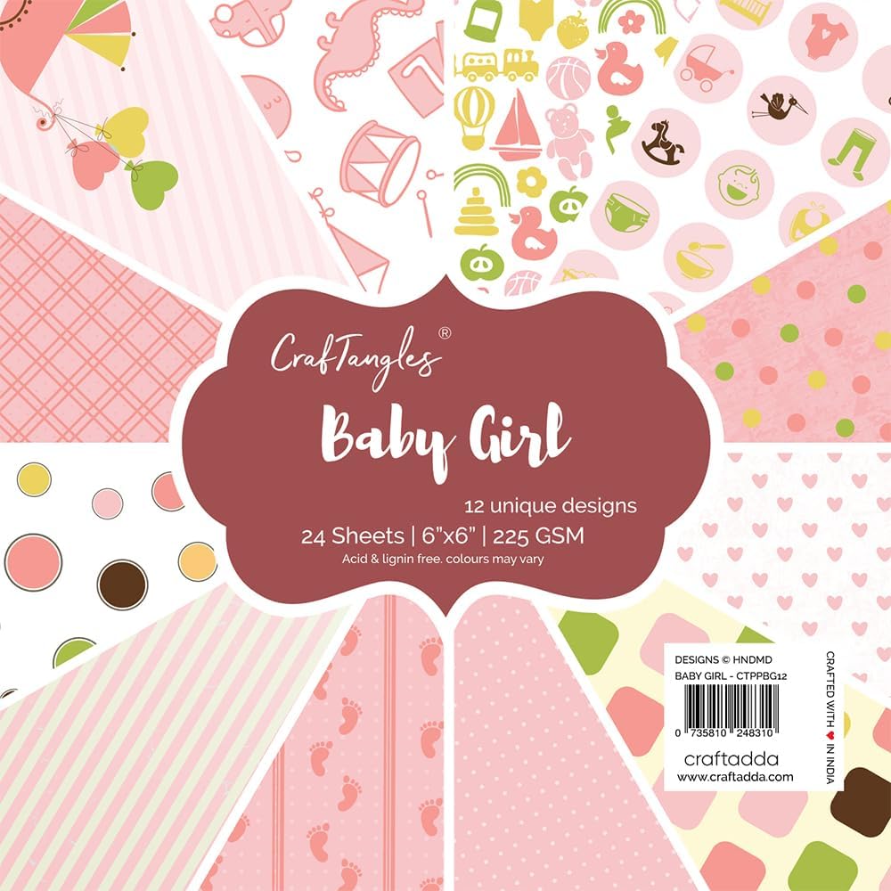 CrafTangles Scrapbooking Paper Pack - Baby Girl (6X6")