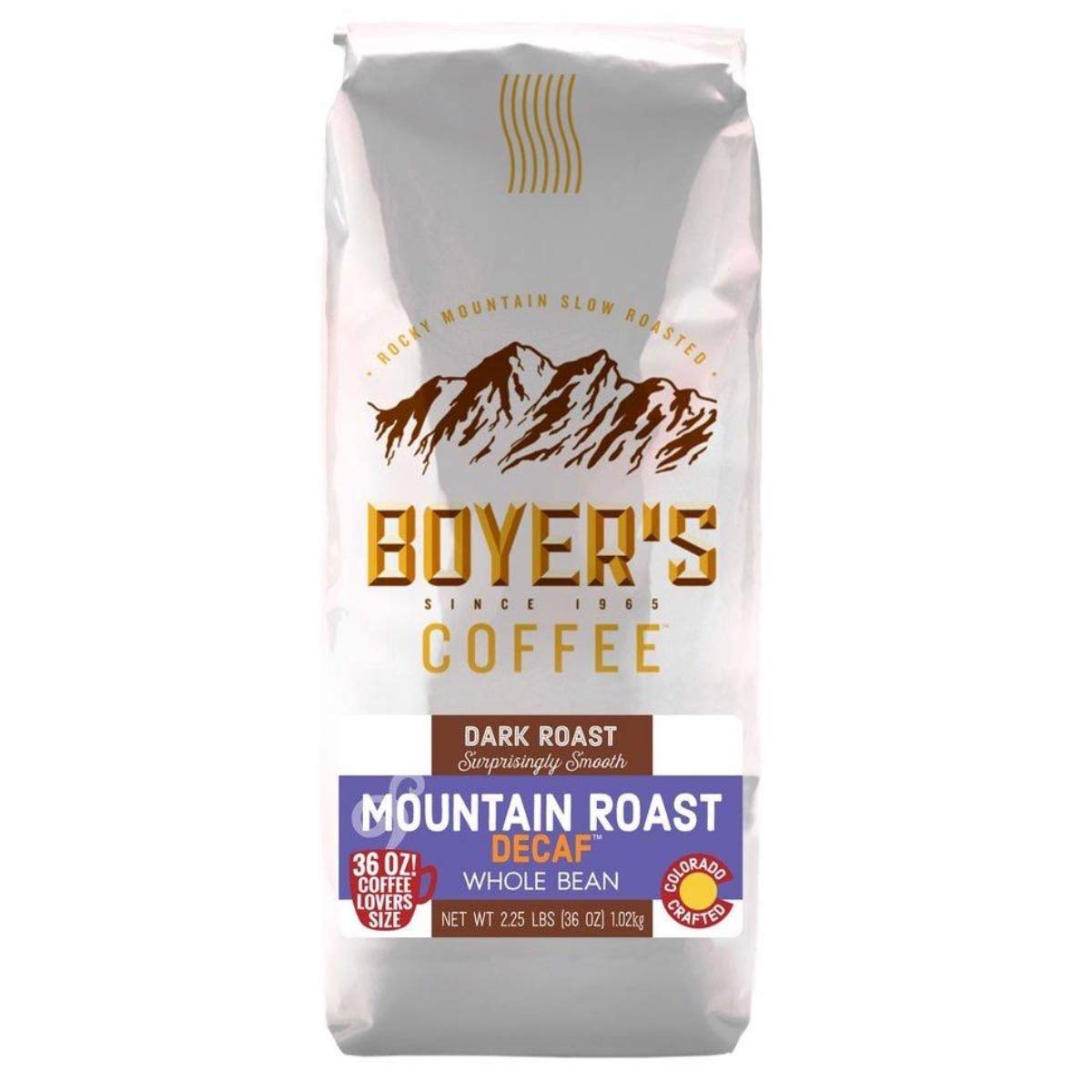 Boyer's Coffee, 36 oz Bag, Pick Your Flavor With Curated Recipes by Beying Malleyteen (Mountain Roast Decaf, Dark Roast, Whole Bean)