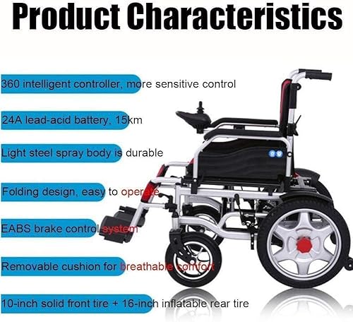 Miniatura 2 de NEOCHY Silla de ruedas portátil de moda, sillas de ruedas eléctricas autopropulsadas, plegable, automática, 4 redondas, para silla de ruedas