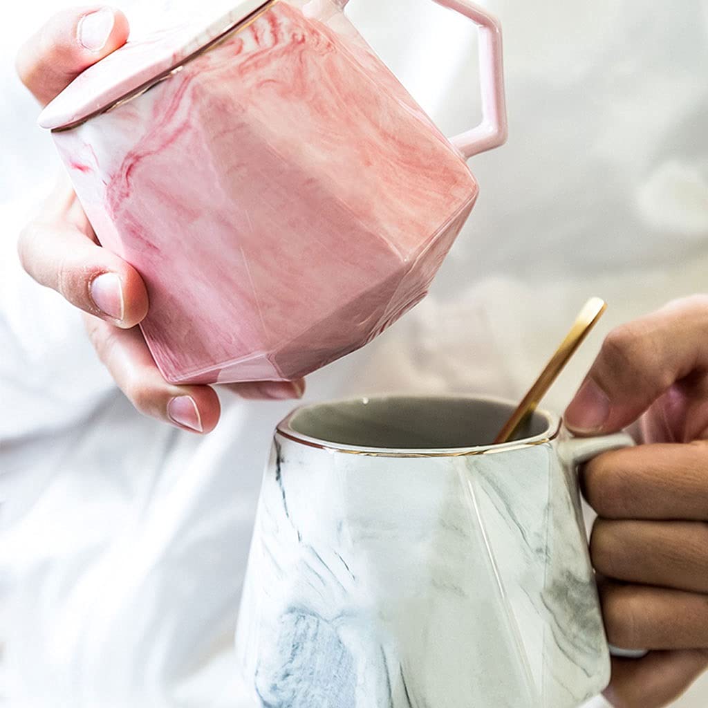 Ceramiczny kubek do kawy kubek do kawy pryzmatyczny, para filiżanek z płaskim dnem ceramiczny garnitur, jasny wielokolorowy zestaw kubków do kawy