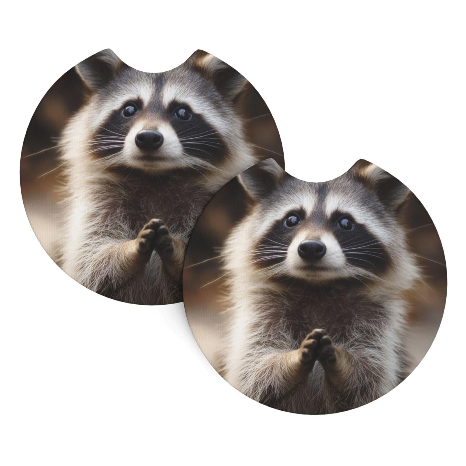 Xopekvlawm Raccoon 2 Pack Car Cup Holder Coasters 2.7 Inch Universal Anti-Slip Shockproof Car Cup Holder Insert Car Coasters Drink Coasters Cup Holder Coasters For Car Accessories
