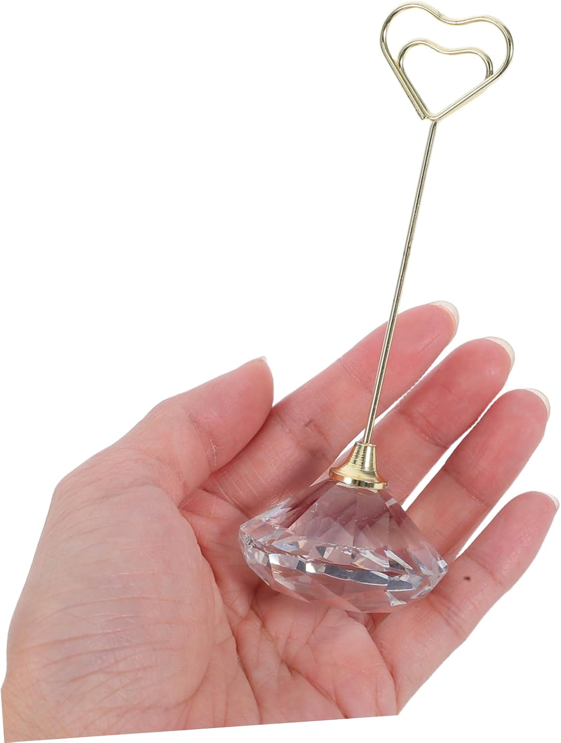 Heart Memo Clip Crystal Paperweight Photo Holder Desktop Photo Organizer Natural Stone Card Holder Decorative Memo Clip Stand
