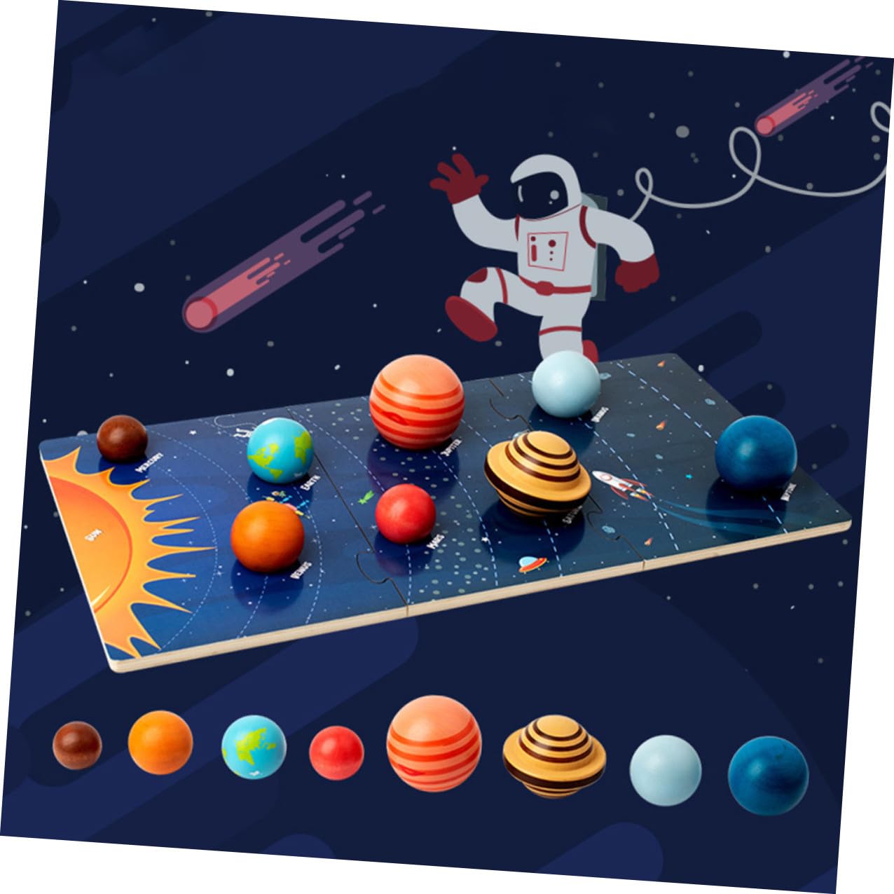 Mikinona Puzzle per Riconoscimento Colori e Sviluppo Creatività in Legno Pianeti Solari Gioco Educativo per Bambini per Apprendimento Precoce