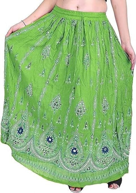 UkalTraditional Long Skirt Lehenga With Printed Flowers and Embroidered Sequins for Women's and Girl's