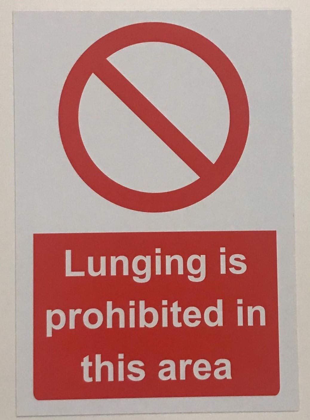 Lunging is prohibited in this area horse safety sign - 3mm Aluminium sign 300mm x 200mm