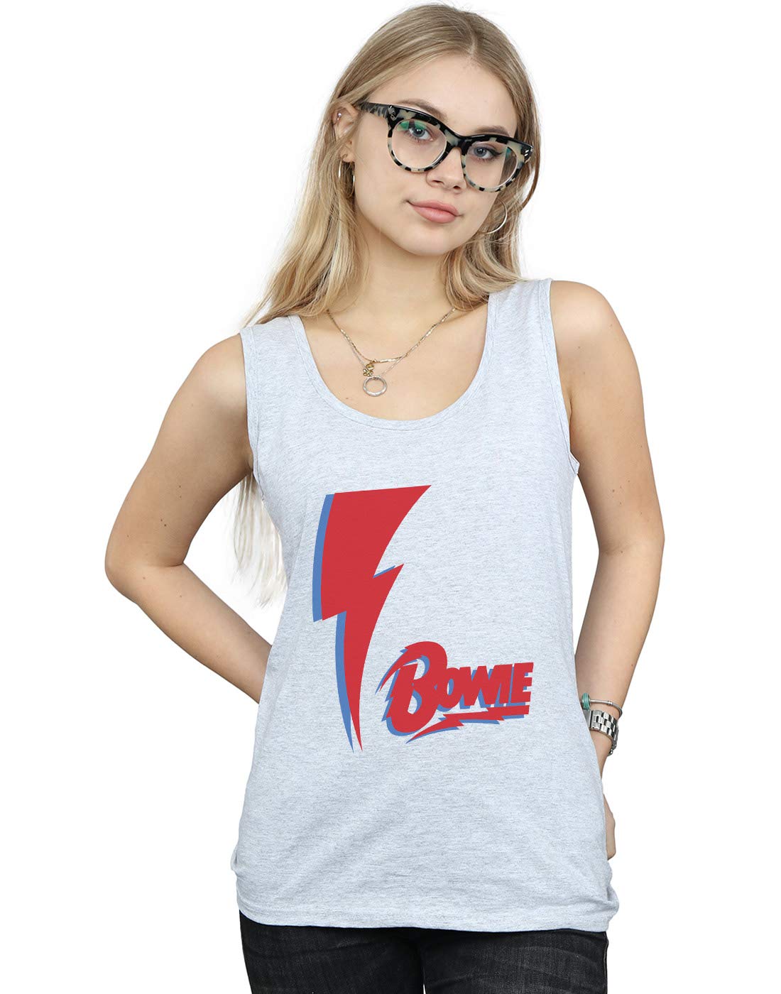 Absolute Cult Women's Sport Grey David Bowie Red Bolt Vest Medium