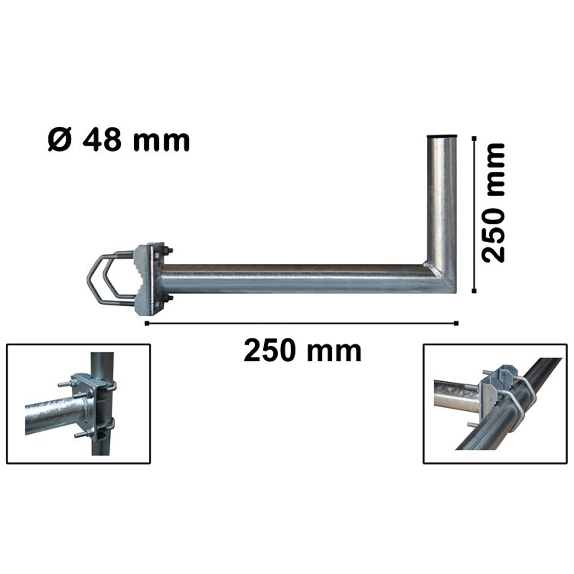 PremiumX Support de Balcon de 25 cm pour Balustrade de Balcon - Support d'antenne Satellite - Support pour antenne parabolique - Acier galvanisé