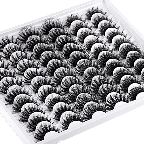 30 Pairs Fluffy False Eyelashes Natural Look to Dramatic Fake Eyelashes Thick Long Volume Faux Mink Lashes Multipack by Yawamica