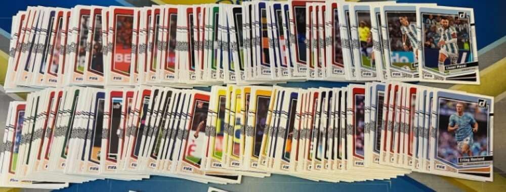 2023-24 Donruss Soccer Complete Base Set 1-175 (No Rated Rookies) - Included in this set are Lionel Messi Erling Haaland (two cards) Rookie of Lamine Yamal (Future Superstar) Ronaldo MBappe Pulisic Jude Bellingham and many more - Overall condition NM or Better