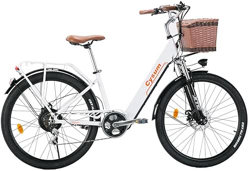 cysum cityrun vélo électrique pour Femme, 26'' pédalage assisté E-Bike,