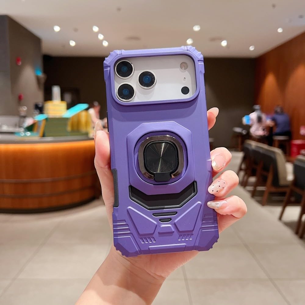 Coque rigide iPhone 11 Pro violette en silicone premium avec anneau intégré - 5