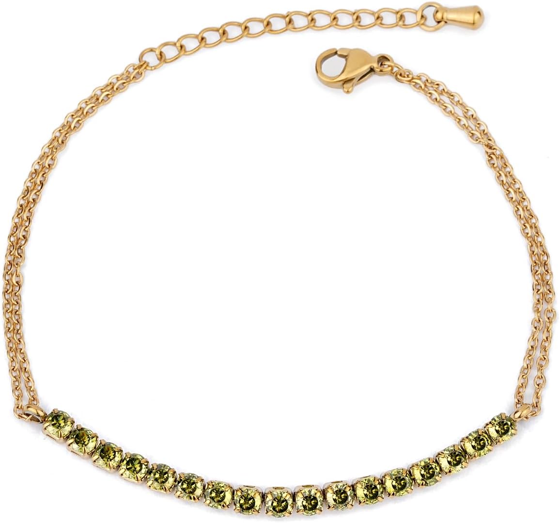 Tennis Bracelet with Sparkling Cubic Zirconia Gold Bracelets for Women Adjustable Birthstone Bracelet Jewelry for Women