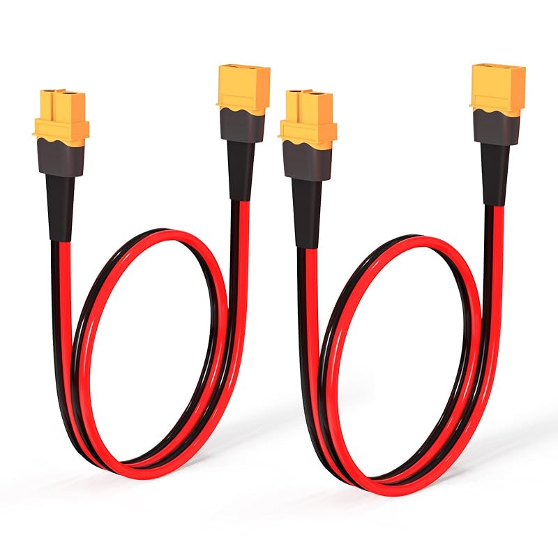 Cabo de Extensão XT60 Macho-Fêmea ELFCULB 10 AWG, 30,5 cm, para Painel Solar, Bateria e Estação de Energia, Kit com 2