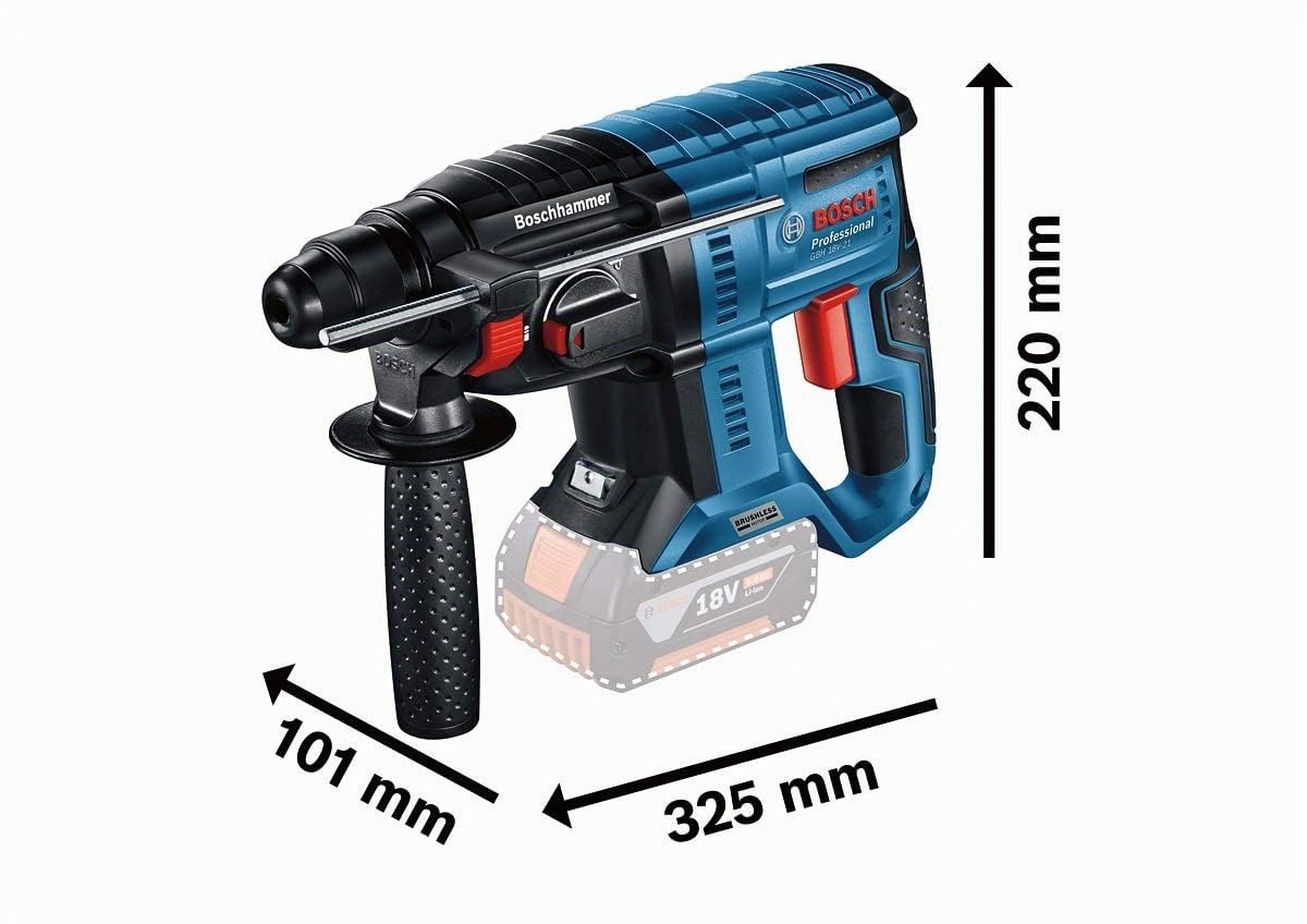 Bosch Professional 18V System perforateur sans-fil GBH 18V-21 (force de frappe maxi 2 J, avec 2 batteries GBA 18V 5.0Ah, chargeur GAL 18V-40, set de 5 burins, dans un coffret) - set exclusive Amazon