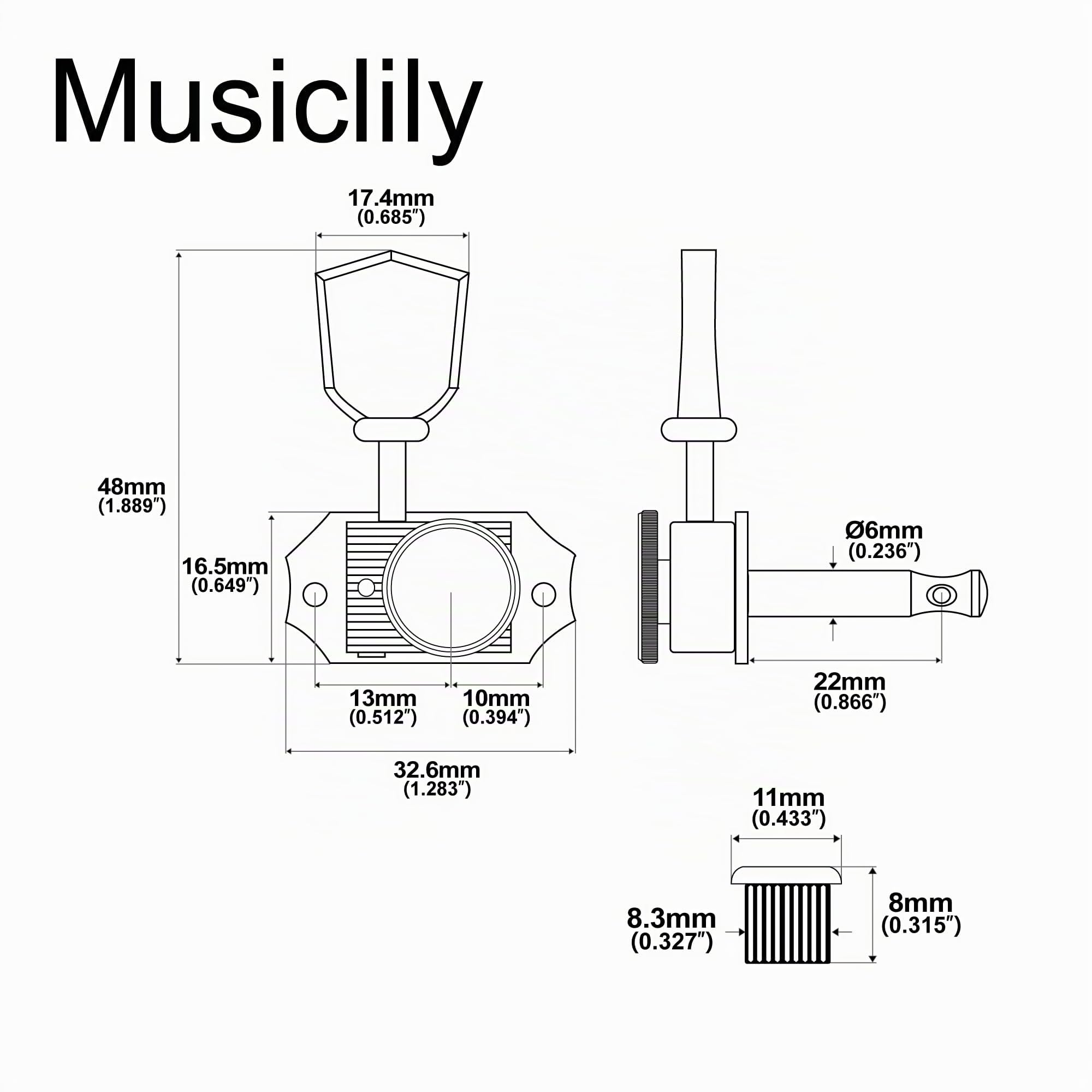 Musiclily Pro R15T-08 3R3L 14:1 Vintage Gitarre Locking Mechaniken Gold