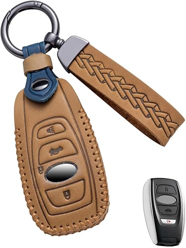 Miniatura 9 de YINEOR Funda de cuero para llavero Subaru, compatible con Forester Impreza Outback Legacy STI WRX BRZ Crosstrek Ascent Solterra 2014-2024 (azul)