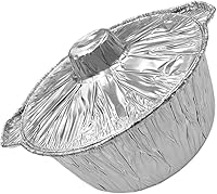 Vista 1 de Sartén de aluminio de Navidad con tapas, bandejas redondas de aluminio para mesa de nachos, recipiente para tartas, recipiente de papel de aluminio