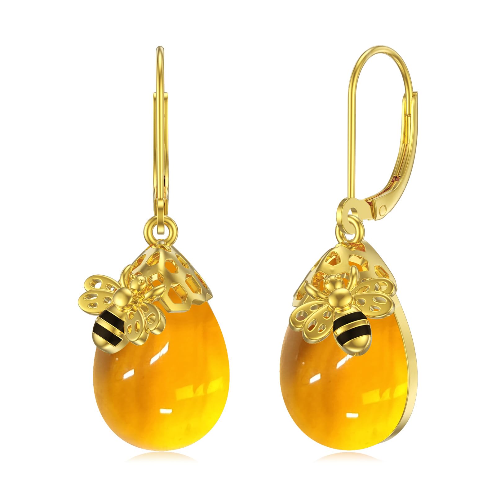 TIGER RIDER Bee/Butterfly/Scorpion/Cactus/Leaf/Beetle 925 Sterling Silver French Clasp Leverback Earrings Amber/Crystal/Citrine/Moonstone/Obsidian/Jade/Rose quartz Pendant Jewelry Gift for Women