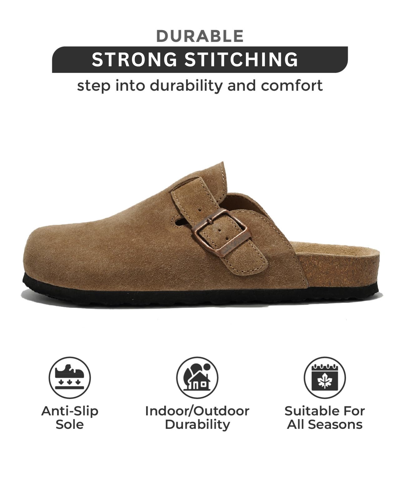 Project Cloud Womenโs Genuine Suede Footbed Clogs for Women - Memory Foam Arch Support Clog Slippers for Women - Trendy Slip-ons Women's Mules & Clogs Sandals (Benton)