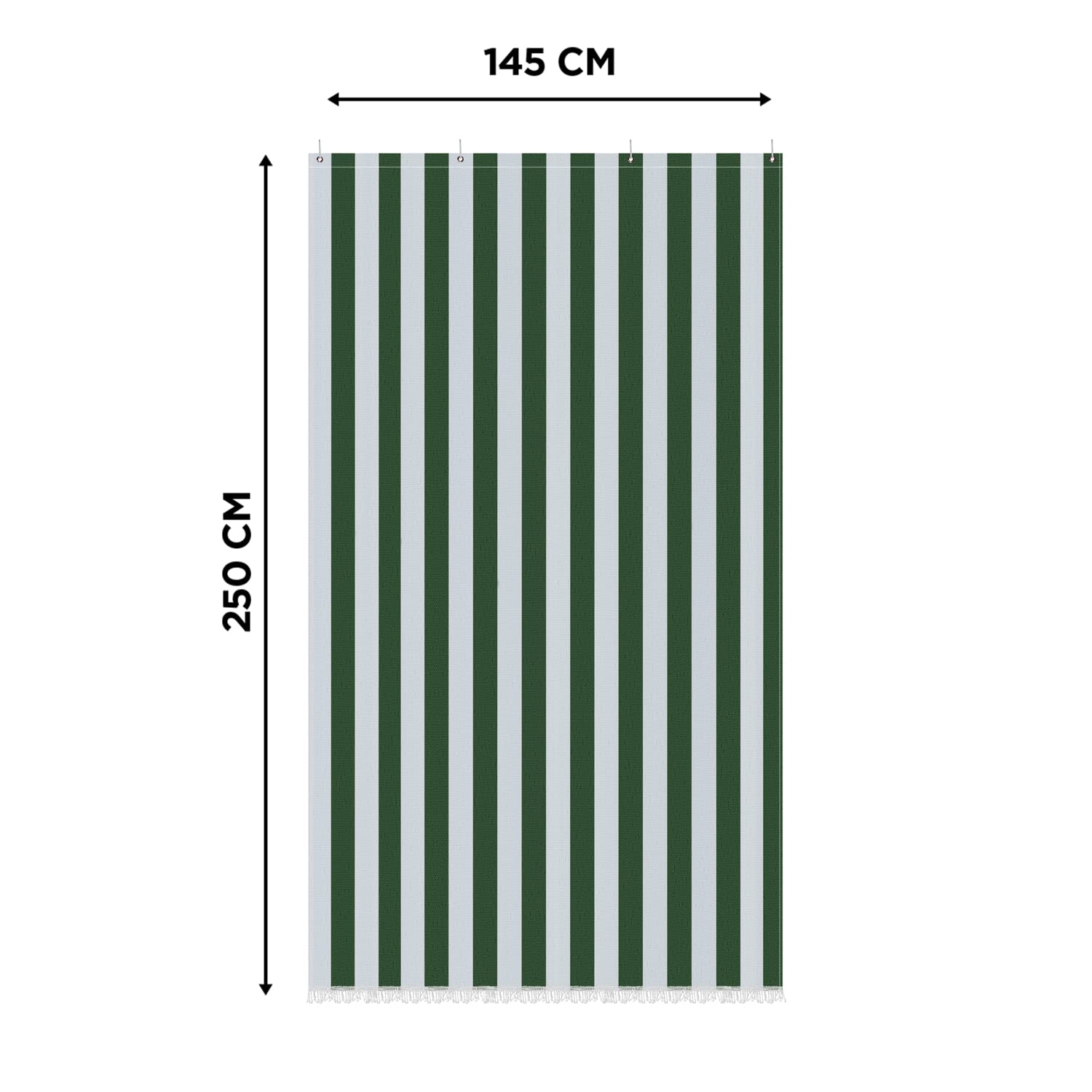 Tenda da sole colore bianco verde misura 145x250 cm ombreggiante con kit anelli e ganci in tessuto resistente antistrappo da esterno casa veranda terrazzo balcone giardino camper gazebo bar lavabile
