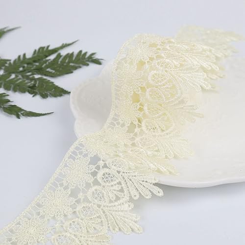 Miniatura 3 de IDONGCAI Cinta de encaje de guipur de Venecia de 5 yardas de ancho de 3 pulgadas de ancho, borde de encaje, adorno para vestido de novia, decoración