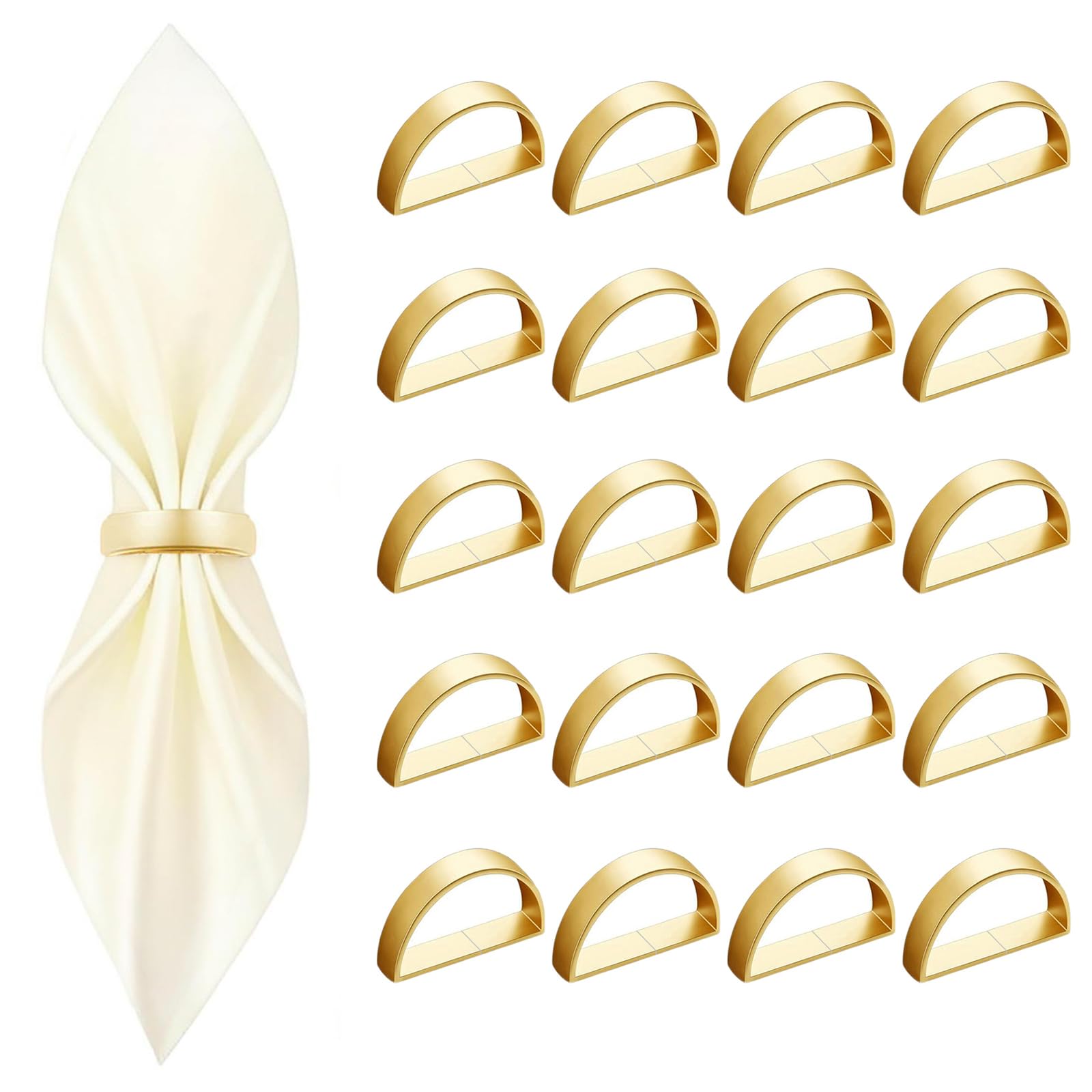 Photo 1 of 20 Pcs Gold Napkin Rings - Metal Napkin Ring(Semicircle) Stainless Steel Napkin Rings for Table Settings Wedding Christmas Party Dinner Table