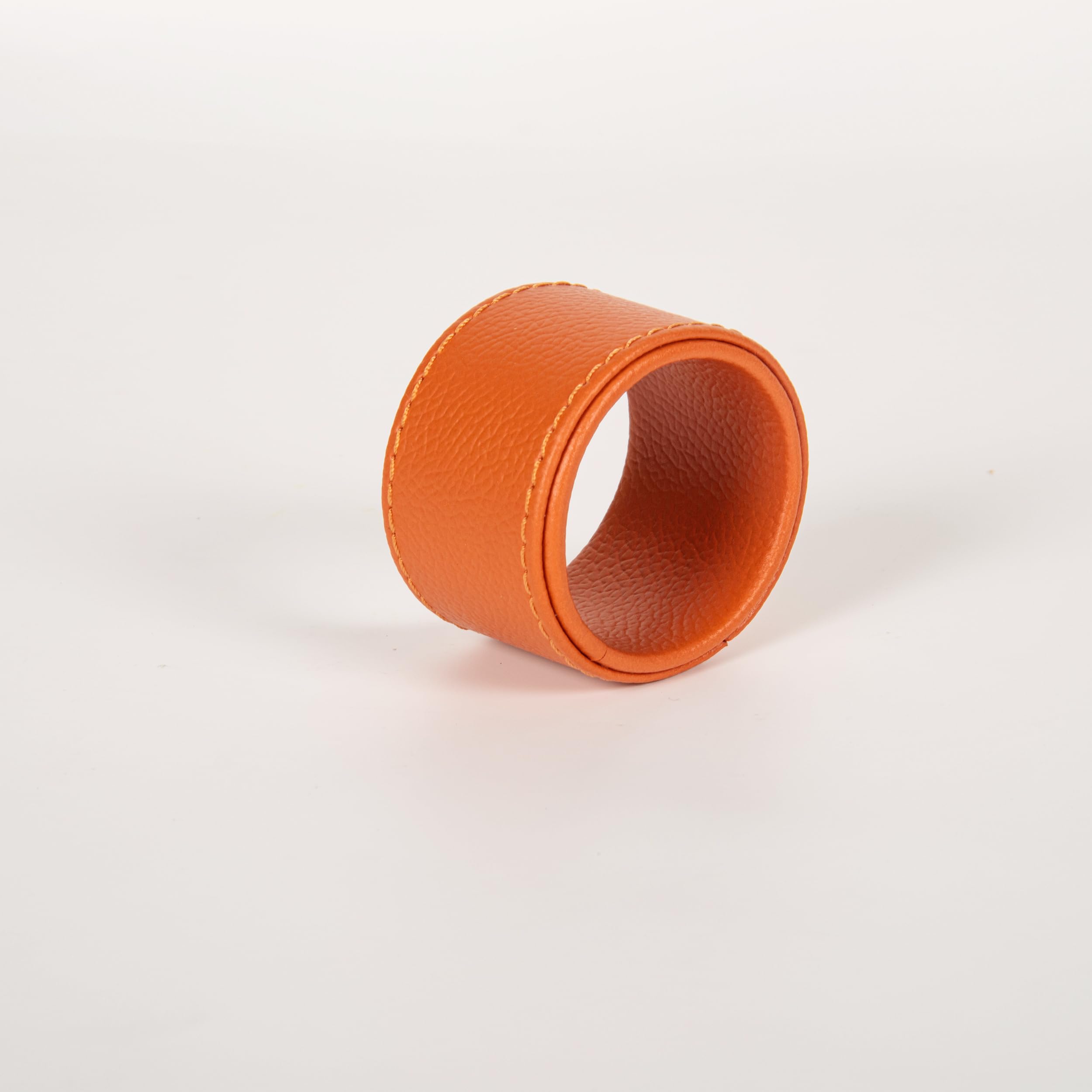 CASA BOTANICAL Hand Crafted Faux Leather Napkin Rings - Set of 6 for Table Decor, Weddings, Dinner Parties, Decorations Orange 3