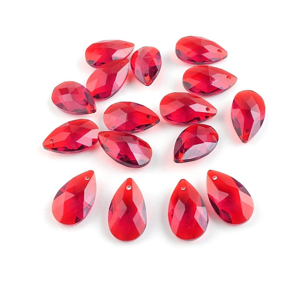 Kryształowy Żyrandol Pryzmat, Łapacz Słońca, 20 szt. Charms z pojedynczym otworem Kryształowe wisiorki w kształcie łezki Zielone 13X22MM Szklane koraliki do ręcznie robionego(Red)