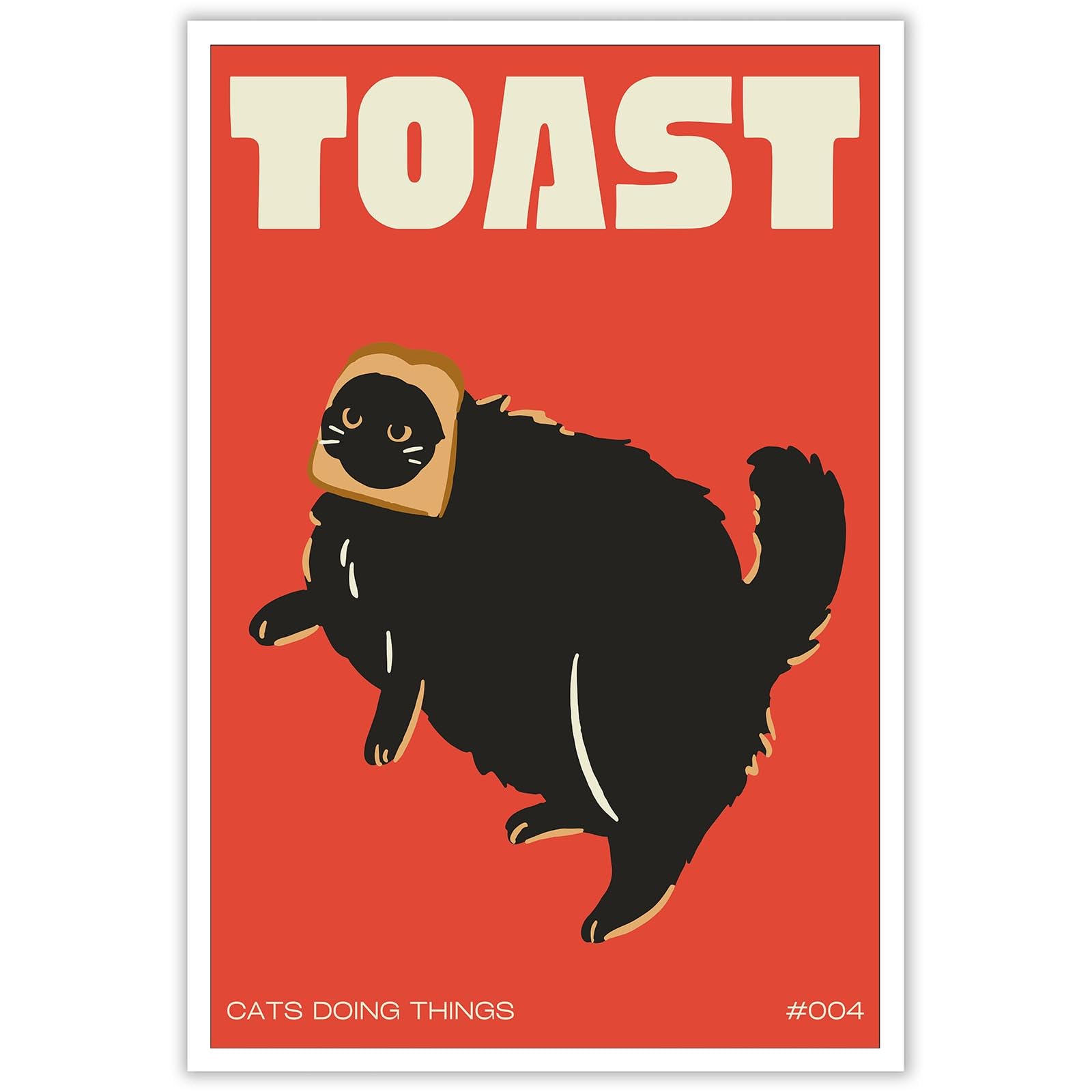 DVBOCS Funny Black Cat Canvas Wall Art Cat Doing Toast Poster Funky Pet Animal Print Decor For Home Kitchen Dining Room 12x16in Unframed